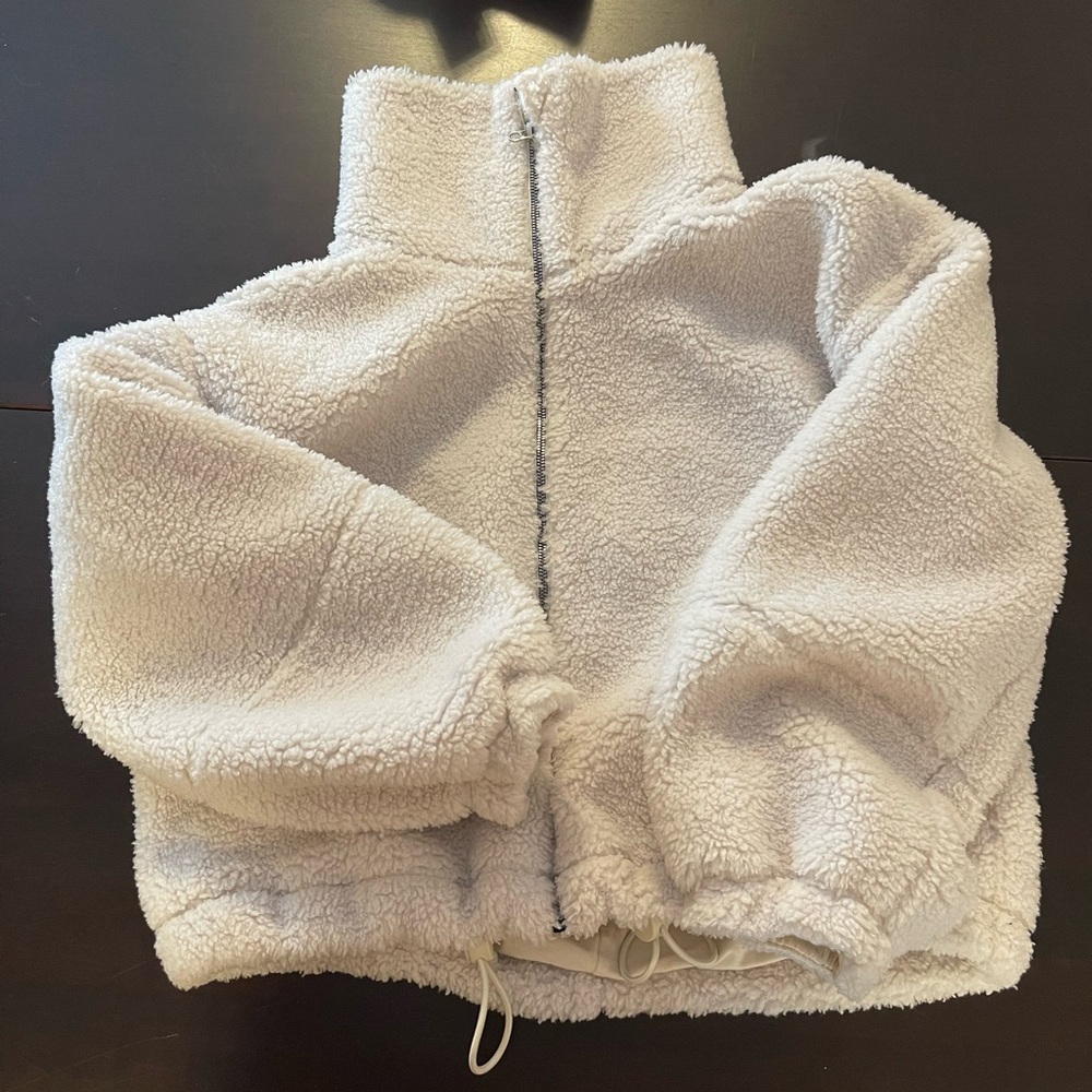 Lululemon cinchable fleece full zip jacket sz8 White Opal